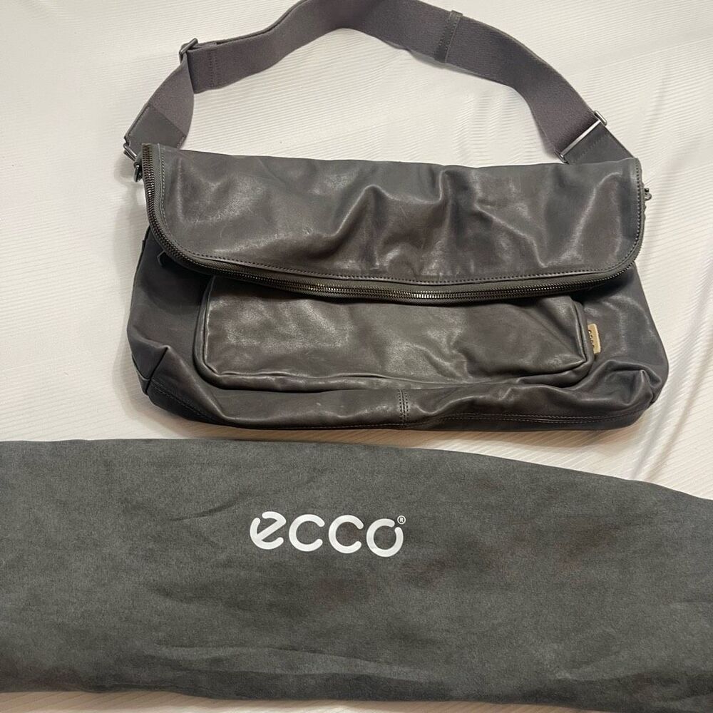 Ecco Grey Leather Purse Handbag Crossbody